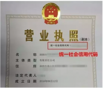 这时营业执照上就只有一个号码